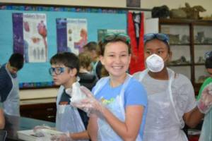 Cassidy and Rocky the frog