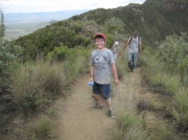 Titus hiking Mt. Longonot