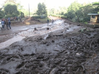 This is what the road looked like by our main gate.